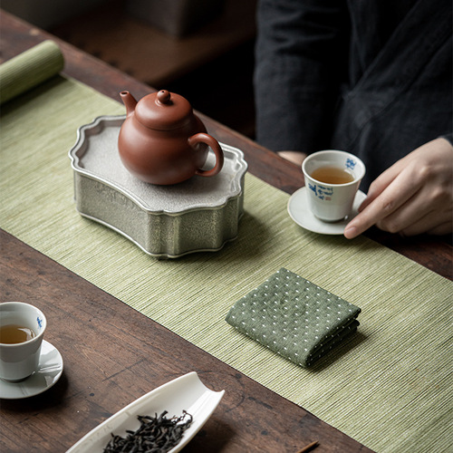 Thickened cotton and linen tea towels, tea cloths, absorbent rags, tablecloths, pot towels, tea table mats, kung fu tea set accessories