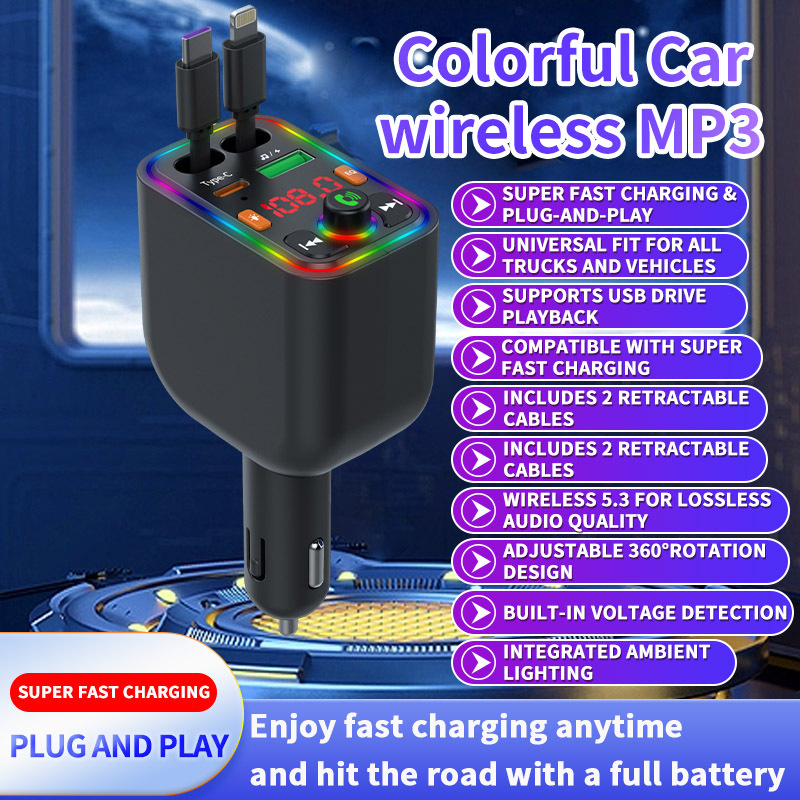 Ebay Cross-Border Factory Supply Car Bluetooth Receiver Supports Lossless Music Playback Car Mobile Phone Fast Charging
