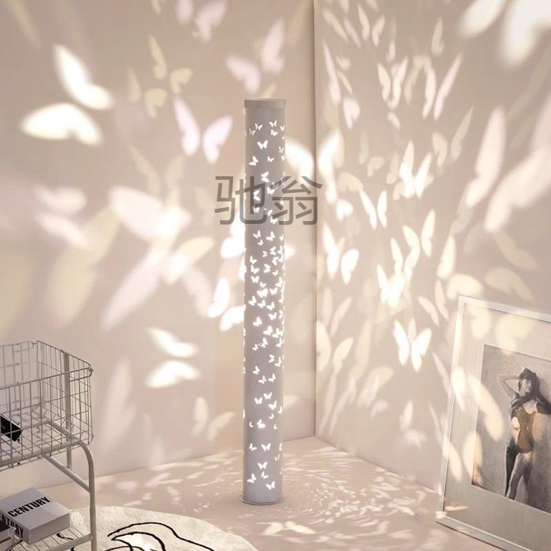 Y A Butterfly Projection Floor Lamp Designer Living Room Sofa Bedroom Bedside Live Atmosphere Lamp Warm Vertical Wall