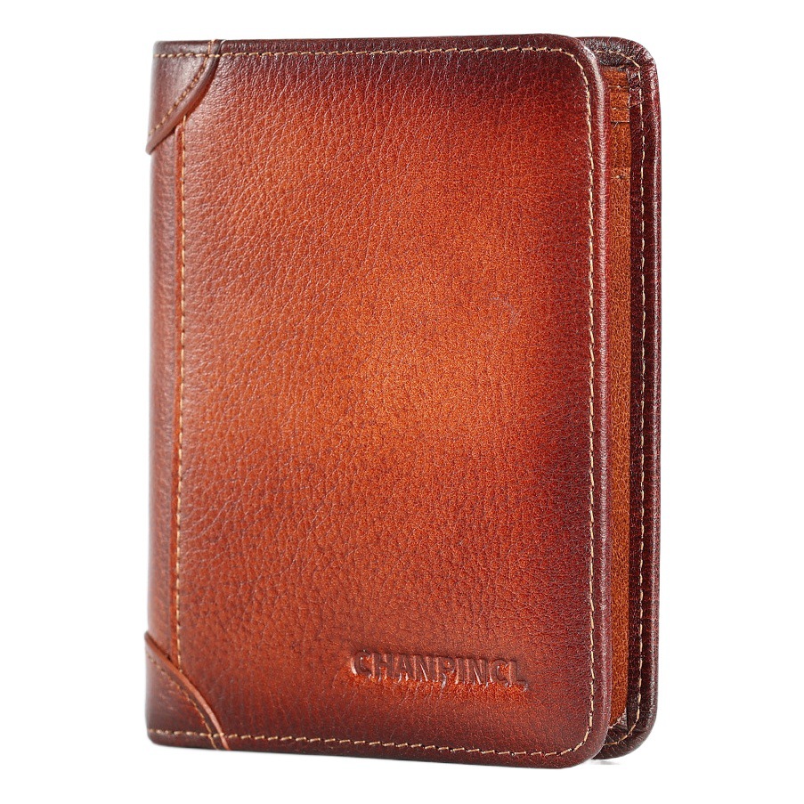 Cross-Border Dropshipping of Genuine C-Brand Men's Short Wallets Made of First-Layer Cowhide Leather with Color-Polished Classic Design 70% off Rifd Anti-Theft Card Holder