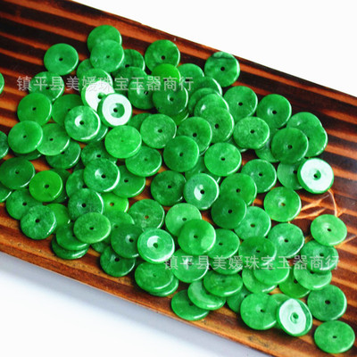 翡翠干青满绿扣 干青散珠隔珠 DIY饰品配件批发