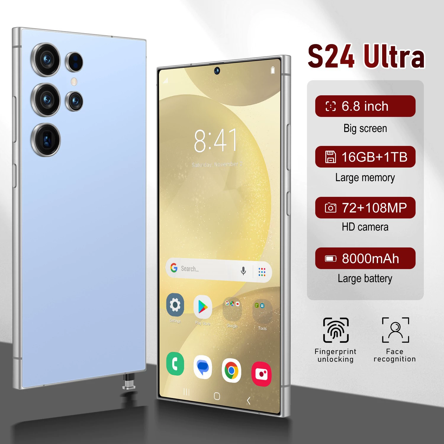 Мобильный телефон S24, 7.5 дюйма, 4G, Android, 64 ГБ