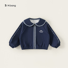 邦选童装女童外套春季新品娃娃领可爱小童拉链衫宝宝上衣儿童衣服