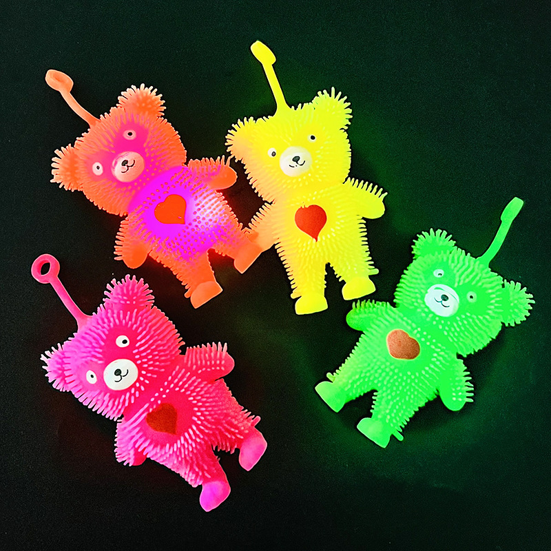 Luminoso oso bola de piel amor oso colorido flash ventilación amor oso puesto de suministro fábrica de juguetes al por mayor