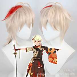 【彤川】原神 稻妻城枫原万叶 cos 动漫假发挑染仿真中长假毛批发