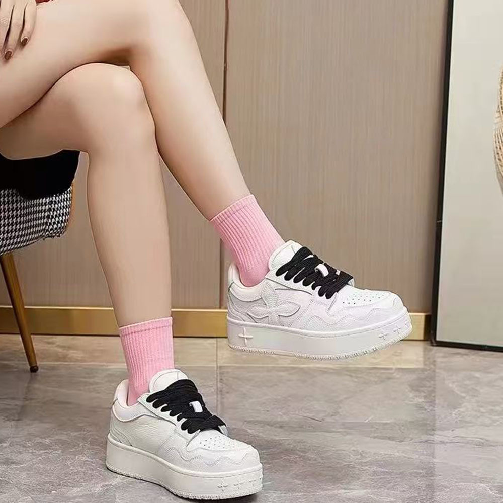Women's Thick Sole Casual Ballet Flats Black Height Increasing_voghion.com