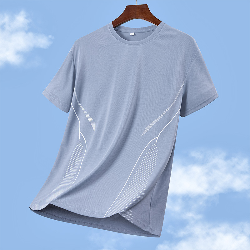 Nuevos productos de secado rápido camiseta de manga corta para hombres de mediana edad verano hielo de media manga suelta acondicionamiento transpirable correr camisa deportiva