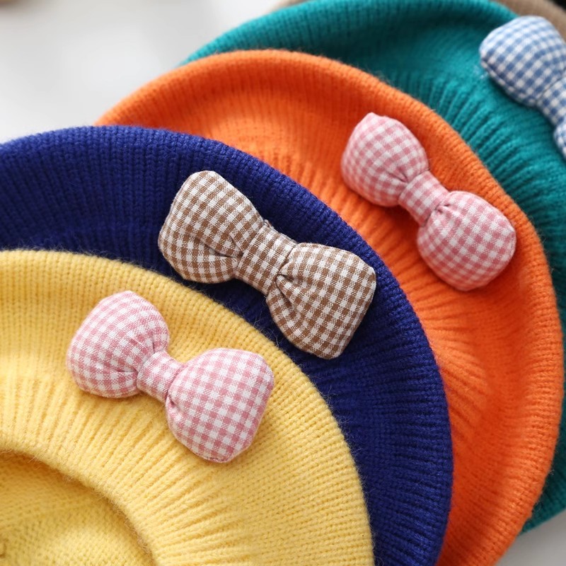 Children's Beret Baby Hat Cute and Cute Autumn/Winter Girl Foreigner Korean Edition Princess Knitted Woolen Artist Hat