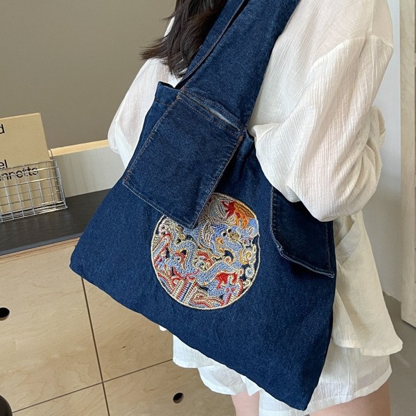 Bolsos verano mujer 2024 nuevo bolso de mezclilla moda hombro de gran capacidad casual bolso de viaje para mujer