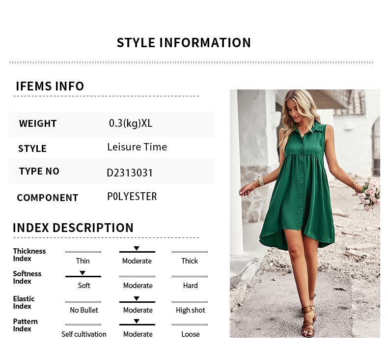 Fashion Solid Color V Neck Sleeveless Patchwork Polyester Knee-Length A-Line Skirt