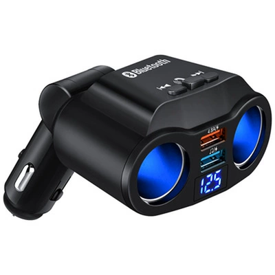 Dual USB4.8A rotating digital display car charger one drag four Bluetooth FM receiver car Music U disk supplies (Mobil şarj cihazları) - dual-port-bluetooth-48a-car-charger-barebones