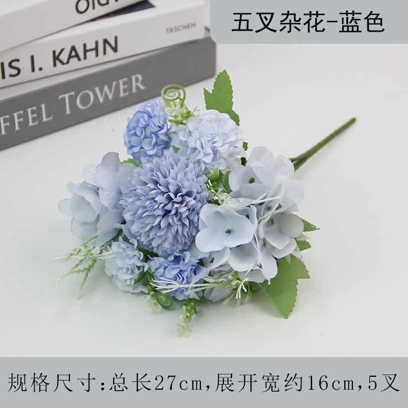 Emerald green 5-fork mixed flower blue