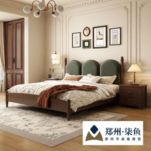 复古美式实木床双人床1.5米1.8米现代简约中古风公寓出租屋民宿床