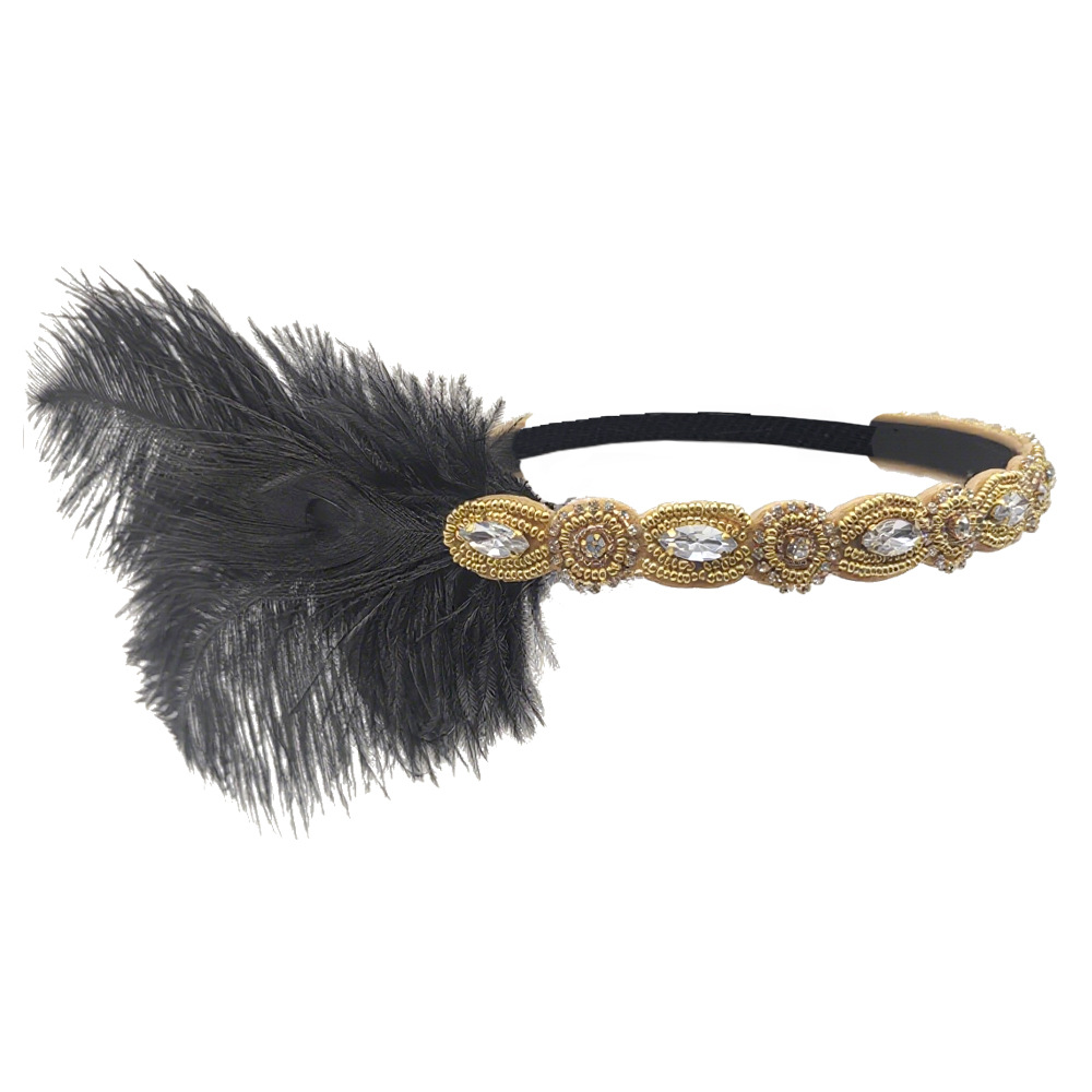 Tocado de plumas de los años 2020 rugiendo accesorios femeninos de los años 20 con diadema de Gatsby al por mayor