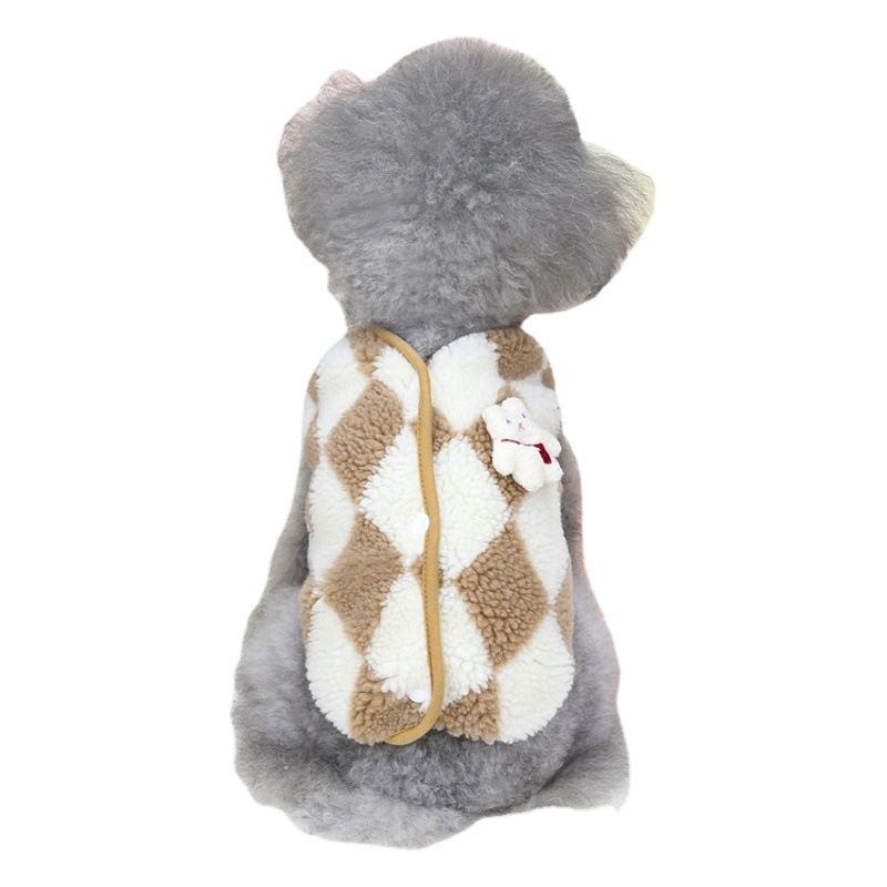 Ropa para mascotas nueva ropa para perros ropa para mascotas Otoño e Invierno ropa para gatos abrigo de terciopelo de dos patas 22 Diamond Plaid abrigo de terciopelo