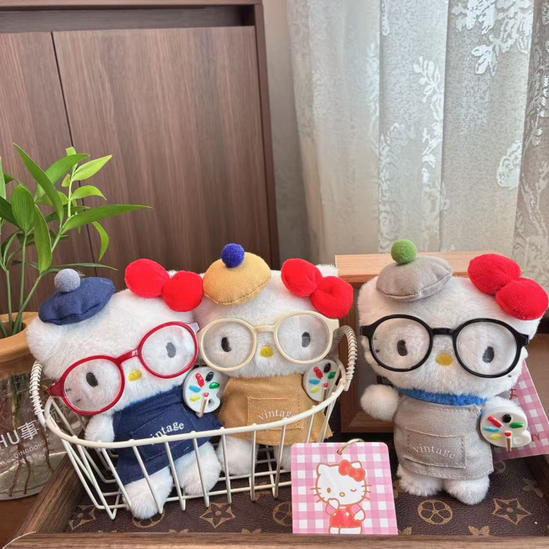 可爱眼镜kitty猫包挂件毛绒玩偶钥匙扣挂饰公仔礼物小众kitty挂件|undefined