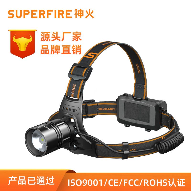 Shenhuo transfronterizo montado en la cabeza de largo alcance faro LED recargable zoom fuerte luz USB al aire libre pesca nocturna pesca faro al por mayor