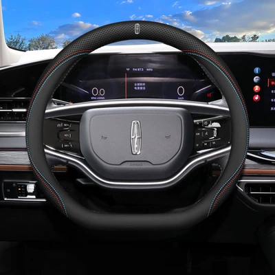 Cover 23 Lincoln Double D — Steering wheel cover - lincoln-type-d-two-color-line-ultra-thin-model-with-car-logo-default