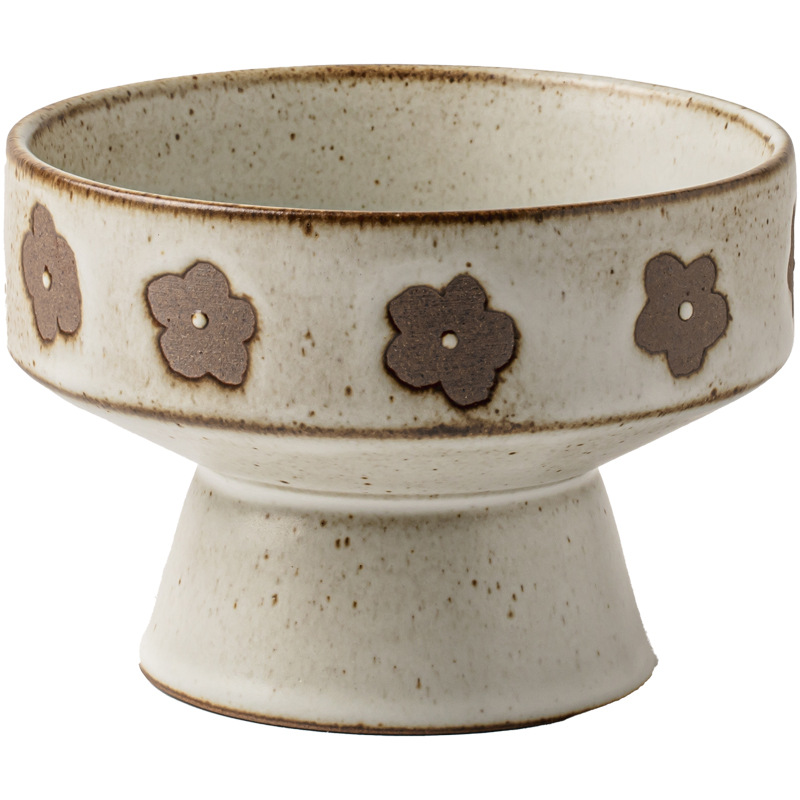 Plato de fruta especialmente hermoso, plato de pie de tosco hecho a mano retro, plato de dim soo para hacer té, plato de fruta, exportación transfronteriza