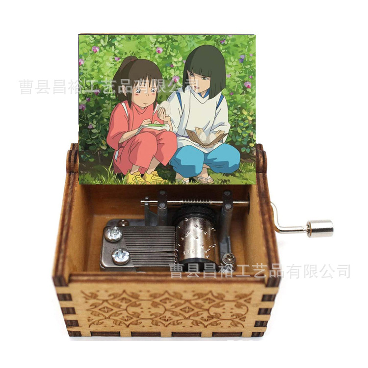 木製の手作りオルゴール創意カラープリント千と千尋のオルゴール木製の手を振ってオルゴールクロスボーダー専用です。
