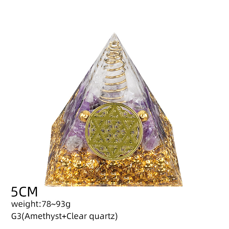 G3白水晶+紫水晶（5cm金字塔）