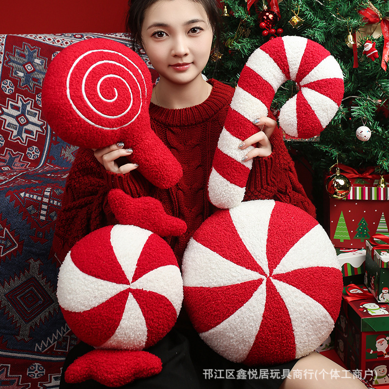 Cross-Border Christmas Snowflake Candy Cane Plush Doll Pillow Holiday Atmosphere Decorative Ornaments Gift Cushion Hug Cross-Border Christmas Snowflake Candy Cane Plush Doll Pillow Holiday Atmosphere Decorative Ornaments Gift Cushion Hug