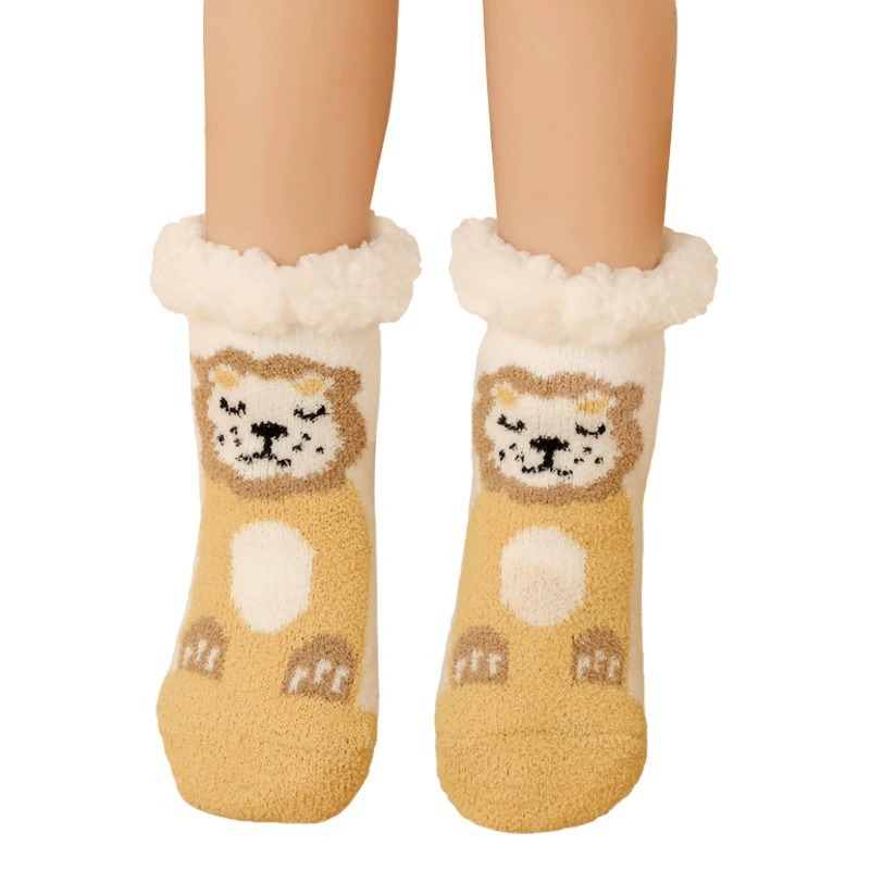 Детские теплые носки для малышей на осень и зиму, носки для сна с нескользящей подошвой, рождественские носки с элементами декора