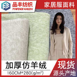 加厚仿羊绒毛巾布280g 秋季家居服面料 针织有弹力人棉混纺面料