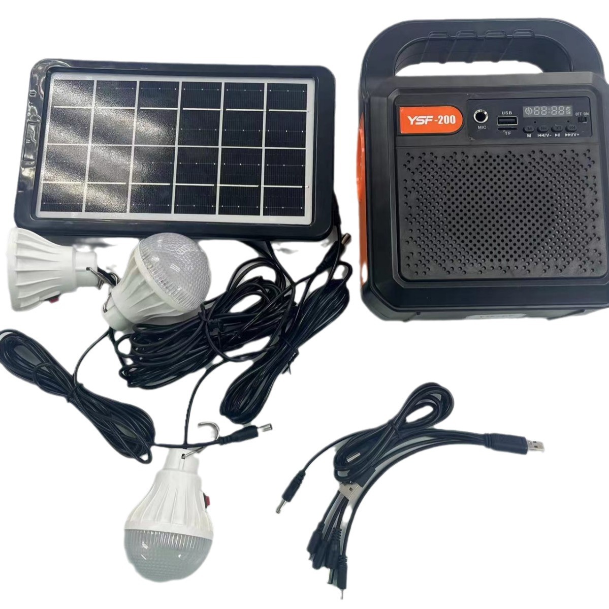 Linterna de radio Bluetooth solar Audio para exteriores Tarjeta TF/disco U FM, luz de campamento, carga de emergencia