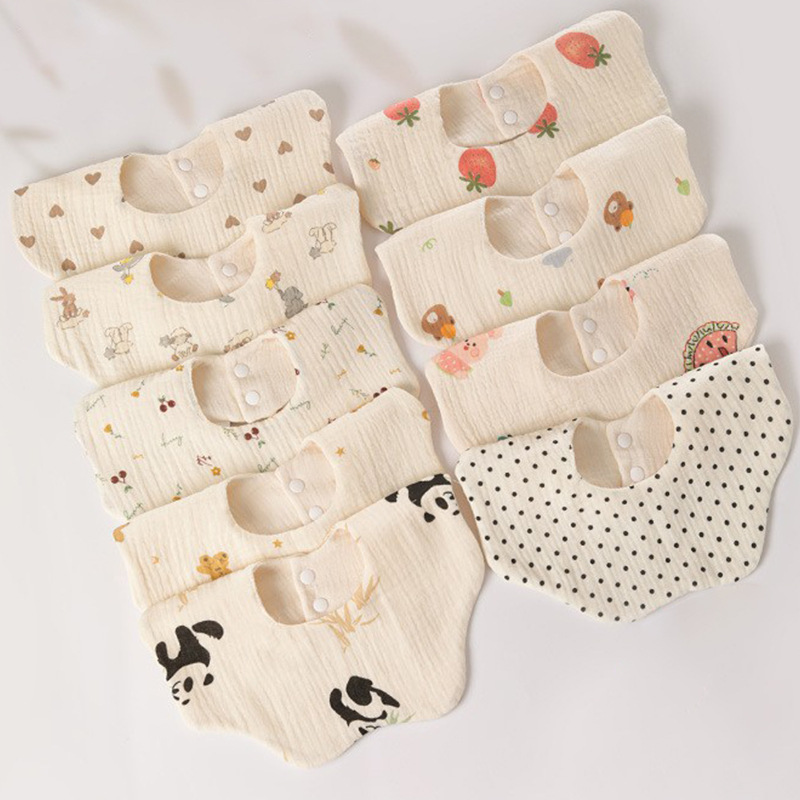 Factory direct baby cotton triangle saliva towel boys and girls baby cotton 360 degree bib eating bib children's circumference
