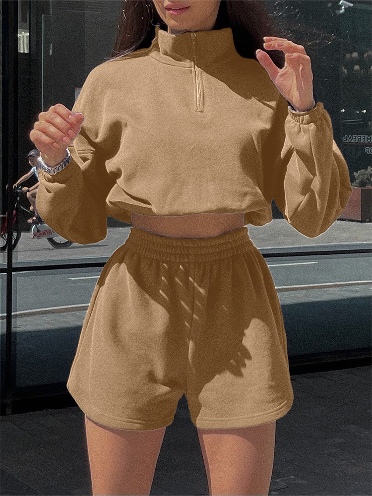 500g Weight Long Sleeve Sleeve Length Polyester Fabric Type Shorts Co-ord Set Sets Type 2 Pieces Set Quantity Casual, Daily, Sports Occasion Turtleneck Neckline Regular Fit Fit Type Solid Color Pattern Spring, Autumn Season Women's Gender Zipper Design Simple Style Style Casual Daily Sports Women's Simple Style Solid Color Polyester Zipper Shorts Co-ord Set Shorts Sets 15