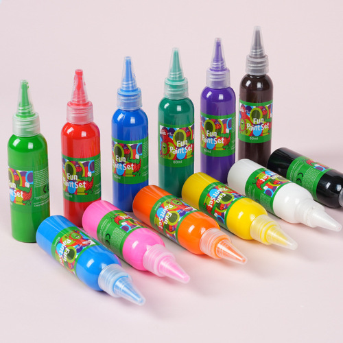 Safe and environmentally friendly washable children's hand-painted art 12-color watercolor paint 60ml children's DIY graffiti finger painting