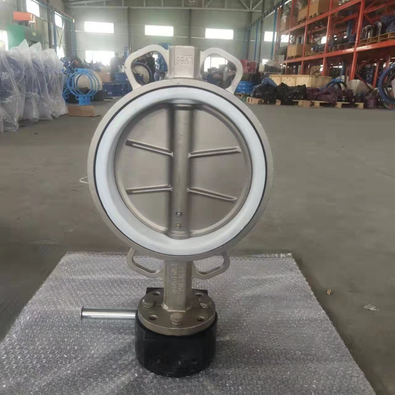 蜗轮对夹蝶阀 不锈钢四氟蝶阀 涡轮中线 蝶阀厂家河北D371F-10P