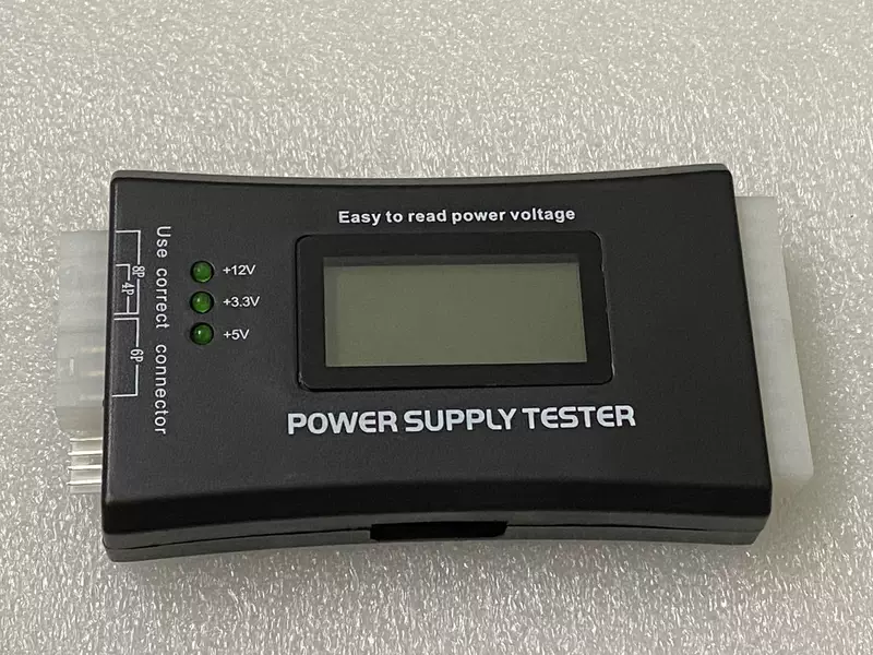 Power supply, plastic tester
