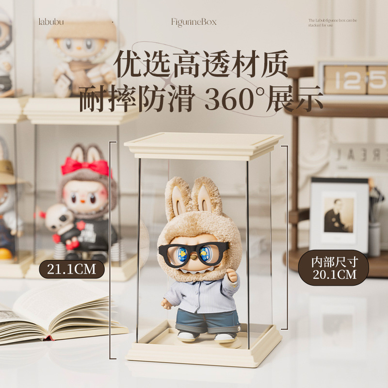 罗马柱盲盒收纳展示架单个labubu搪胶娃娃手办透明防尘展示柜盒子|undefined