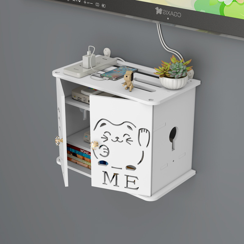 WiFi TV montado en la pared Set-Top Box router de almacenamiento en rack de almacenamiento de perforación libre soporte de soporte