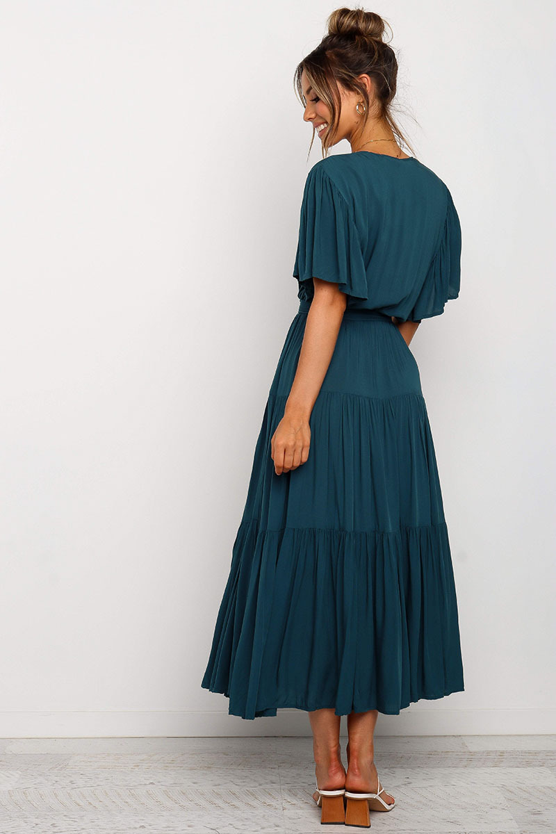 269g Weight Midi Dress Dress Length Type Short Sleeve Sleeve Length Princess Dress Dresses Type Regular Sleeve Sleeve Type Cotton, Polyester Fabric Type Mid Waist Waist Line Holiday, Daily, Selfie Occasion V Neck Neckline Regular Fit Fit Type Solid Color Pattern Summer Season Women's Gender Casual, Elegant, Streetwear Style Wholesale Women's Casual Elegant Streetwear Solid Color Holiday Daily Selfie V Neck Short Sleeve Princess Dress 34