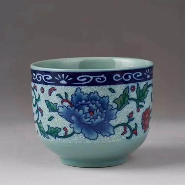 陶瓷茶杯青瓷杯青花瓷小水杯江中杯复古青瓷大酒杯陶瓷茶具茶杯