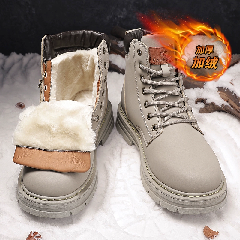 Martens, demi-season keep warm high non-slip shoes, boots for black leather, plus size