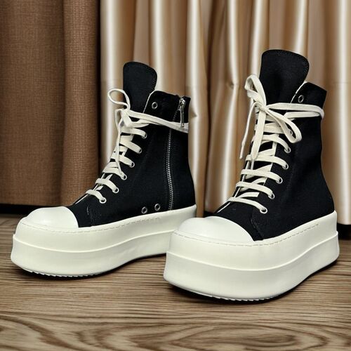 2025 High-top Canvas Twill Fashion Versatile Thick Heel Invisible Platform Shoes for Men and Women
