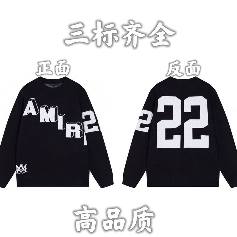 24秋冬新款潮牌字母满身logo圆领针织毛衣男女款宽松休闲上衣|undefined