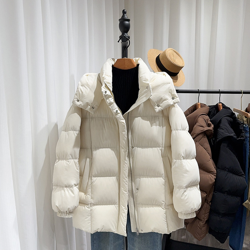 Clearance Puff down Jacket for Women, Mid-Length, 2024 New Model, Hooded, 90% White Duck Down, Thickened, Warm Winter Coat 038