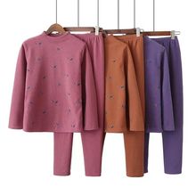 大码女装中老年妈妈装德绒保暖运动套装印花加绒秋衣秋裤两件套