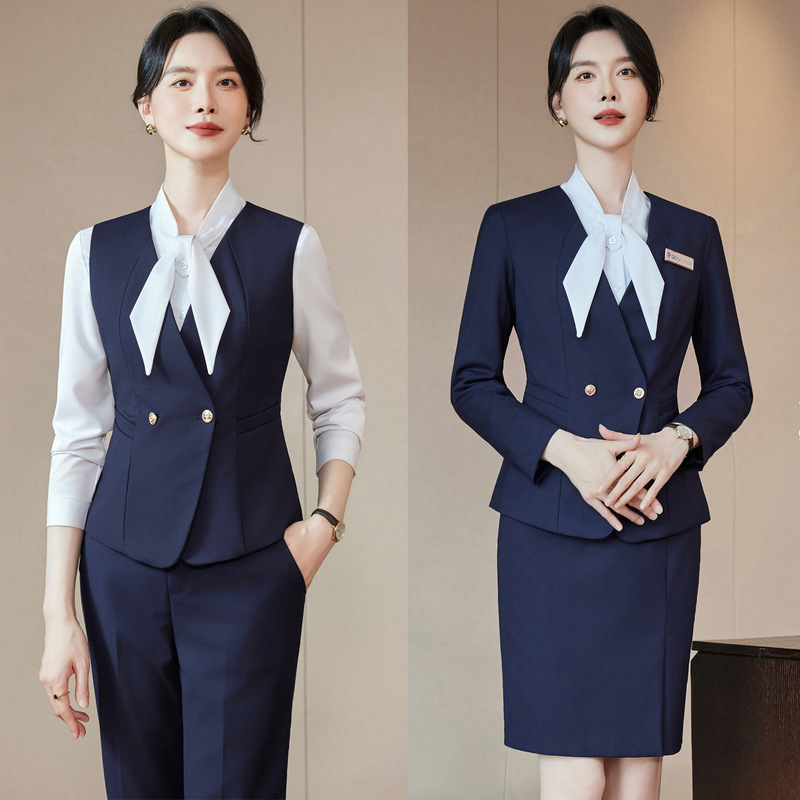 Professional Suit Vest Suit Women's Formal Wear Fashionable Jewelry Store Hotel Front Desk Reception Work Clothes Classy