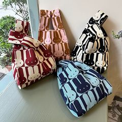 ins小眾設計小兔子頭針織手提包包小清新單肩編織包女生手拎包韓