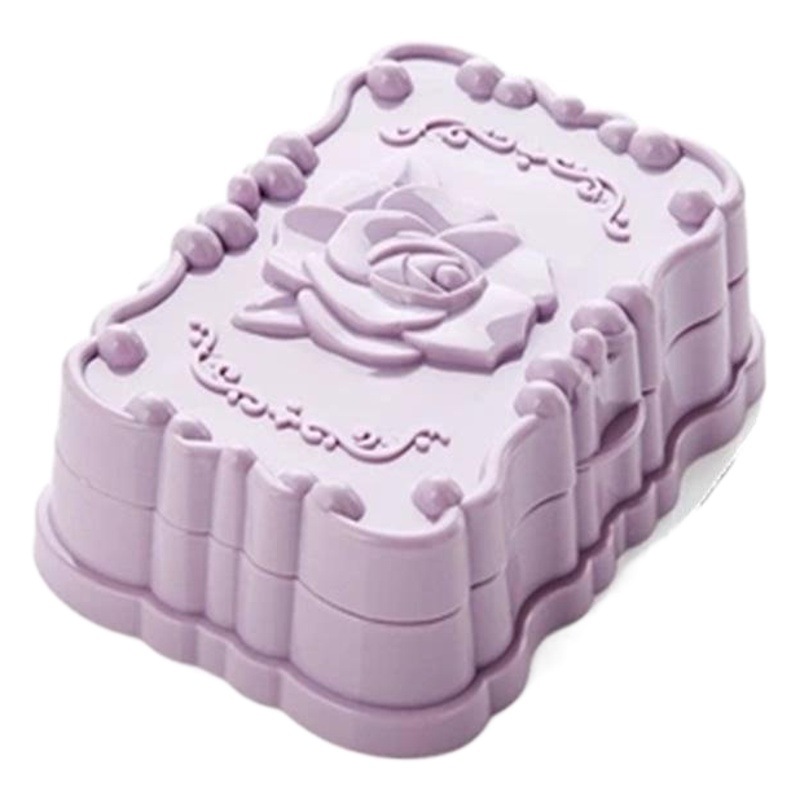 Jabonera impermeable con tapa, diseño de rosa tallada, soporte para jabón con drenaje para baño, bandeja para jabón de viaje grande y sencilla, estante para jabón
