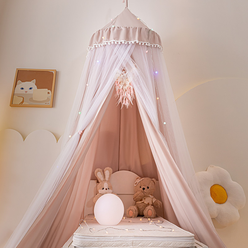 Dome Bed Curtain Kidsren's Indoor Light-Proof Bed Curtain Windproof Bedside Curtain Blackout Mosquito Net Ceiling Bed Baby Tent