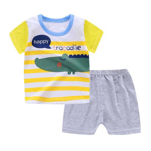 2025 Children's Short-Sleeve T-Shirt Summer Baby Boys and Girls Set of T-Shirts and Shorts Home