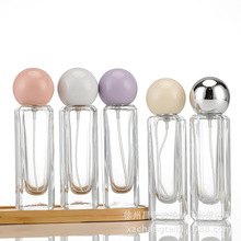 晶白30ml方形螺口卡口喷雾香水瓶玻璃圆球盖电化铝盖子透明批发