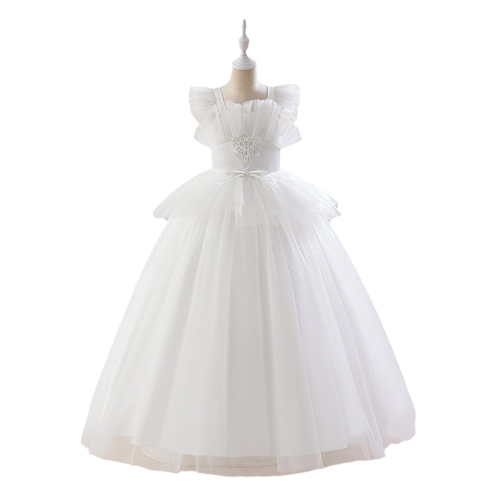 Vestido de niña de flores boda niña princesa vestido niños cumpleaños anfitrión piano rendimiento largo traje de rendimiento